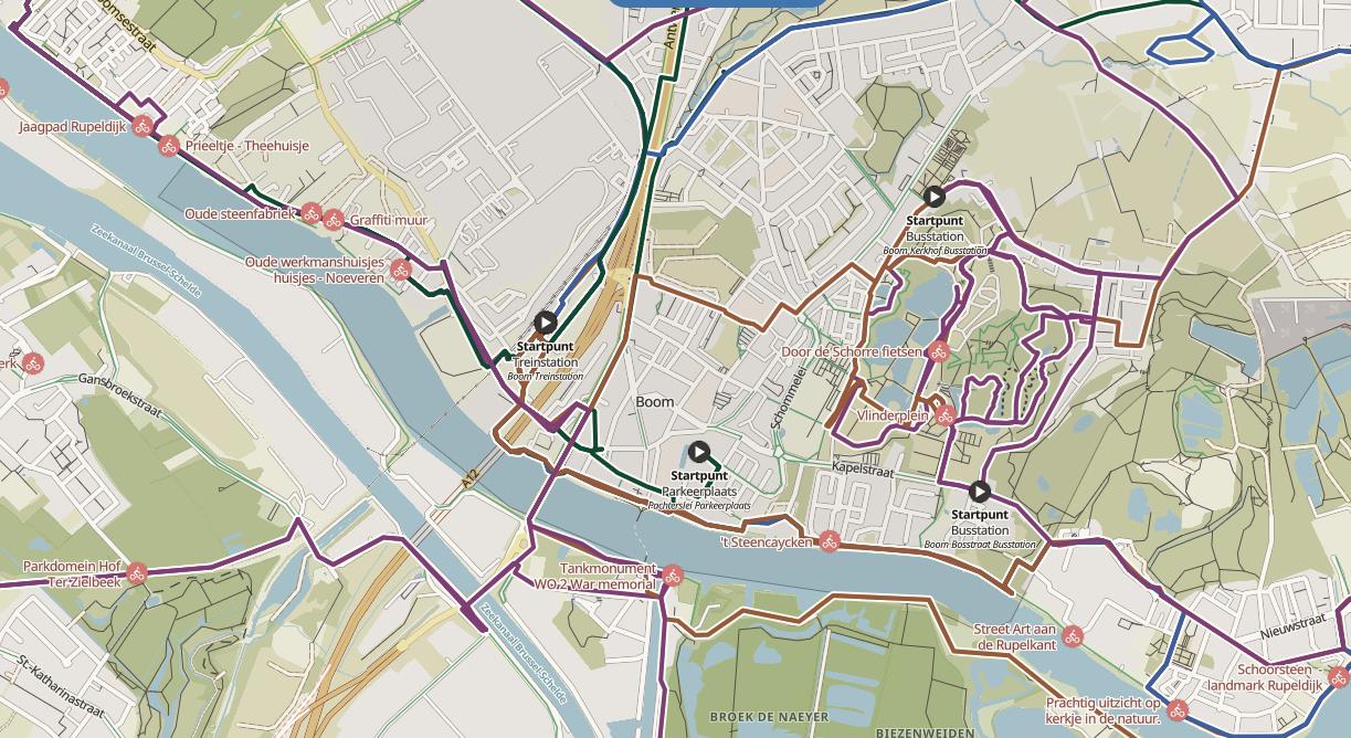 Fietsroutes rond Boom